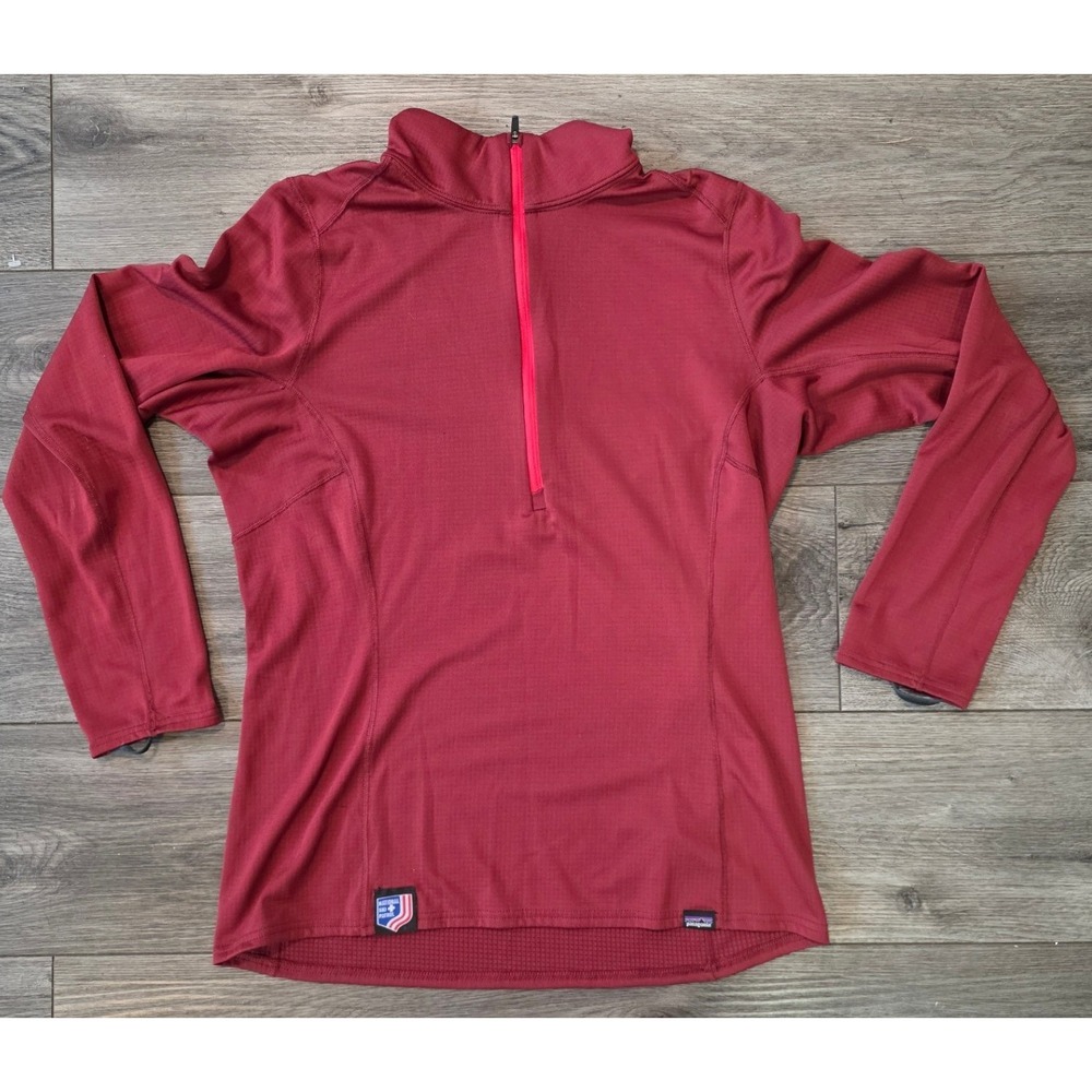 Patagonia Womens M Capilene Midweight 1/4 Zip Baselayer Red National Ski Patrol